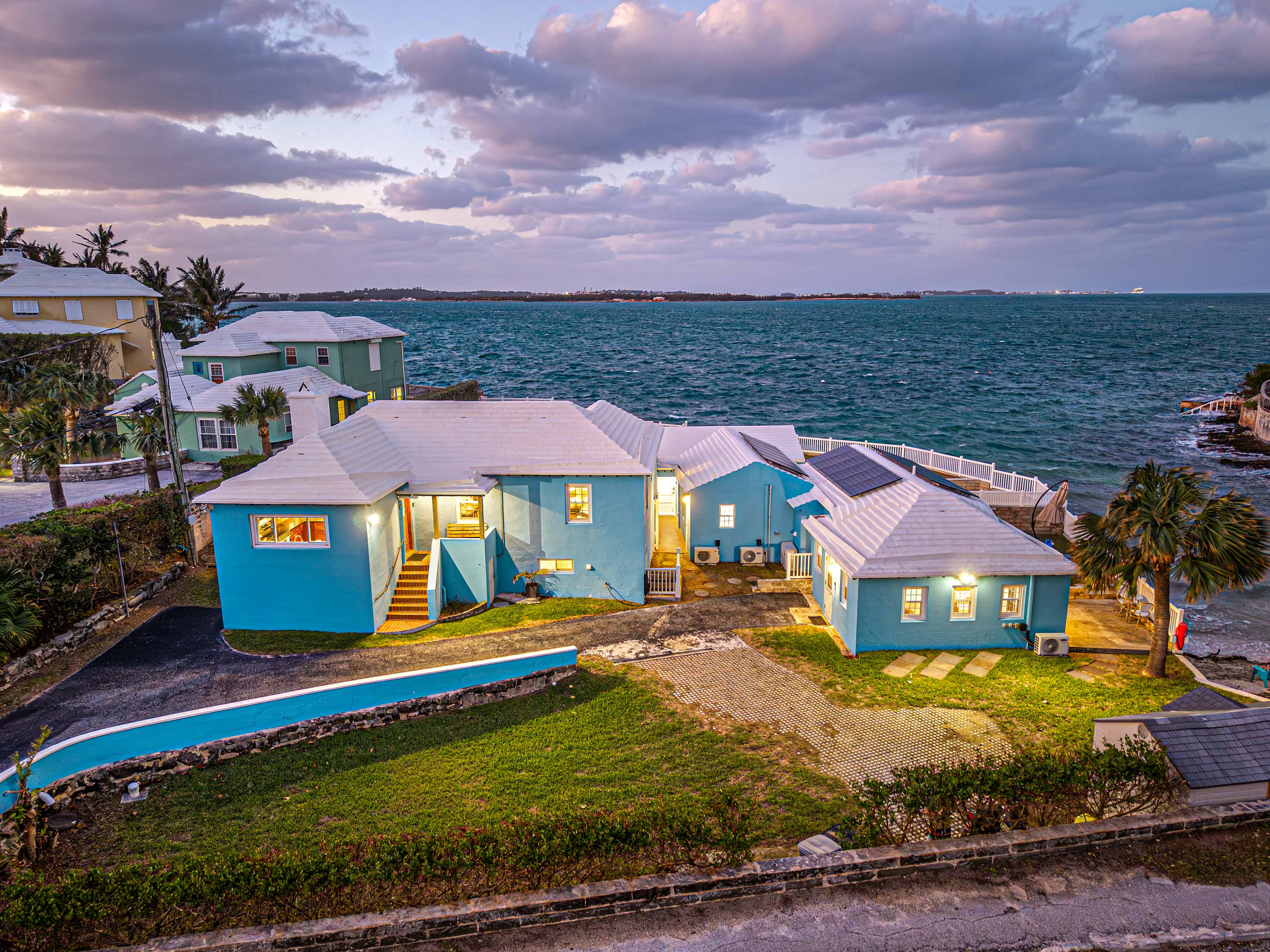 Blue Water villa at dusk — Southampton Bermuda